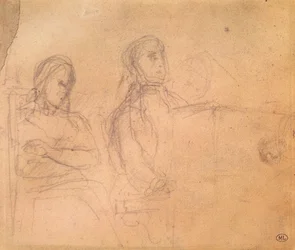 Studie til et portræt af Frederic Chopin (1810-49) og George Sand (1804-76)